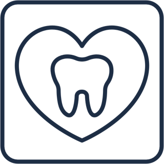 tooth in heart in a square icon